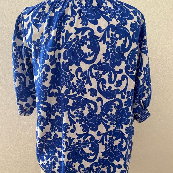 Boden Ada 100% Linen Blue and White Women's Top Size 8 - Picture 11 of 15